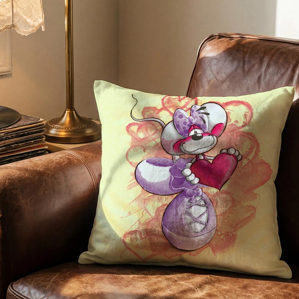 Cartoon D-Diddl Ratte Kissenbezug Weich & Leicht zu Waschen Kissenhülle – Vielseitig für Sofa, Bett, Reisen und Büro
