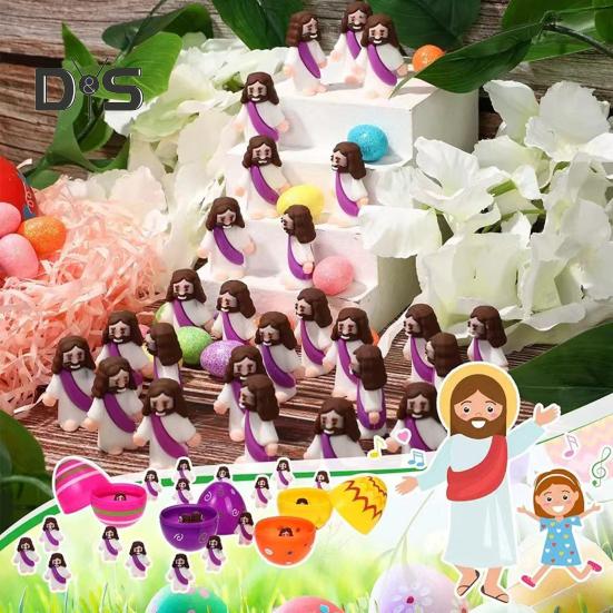 12/48 stk Mini Jesus-figur PVC Frelser Jesus Figurmodell Statue Skulptur Skrivebordsdekorasjon påskepryd Julefestivalgave