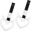 2 Pieces Rear Bumper Warning Ring Car Mirror Hanging Ornament, Red Heart Shaped Handle Ring Subway Bus Handle Straps for Car Interior Exterior
