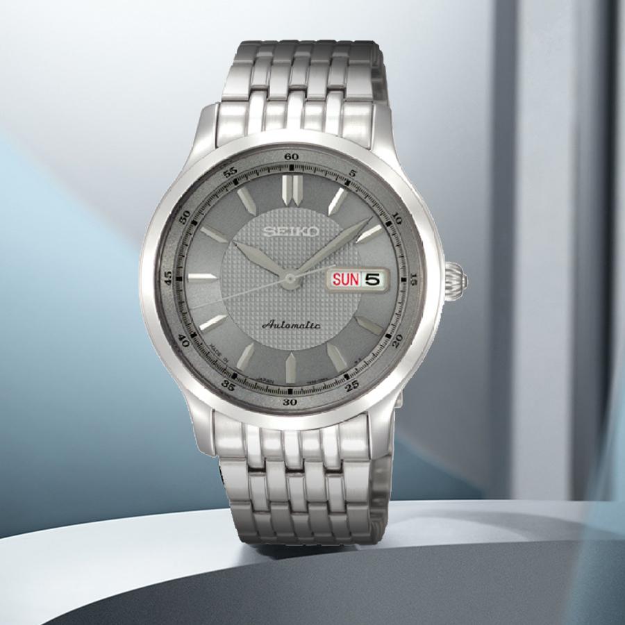 PRESAGE SNZH31J1 Men's Automatic Mechanical Watch - Dark Gray Dial, Stainless Steel Strap, Sapphire Mirror, 100m Waterproof, Date and Week Display