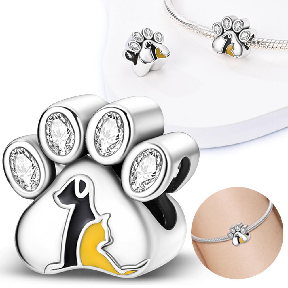 

Charms Copper Cute Pet Paw Print Cat Dog Pendants Fit Charms Plata Original Bracelet Beads Women Jewellery Making Diy