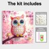 Rosa Eule Voll 5D DIY Perlen Edelstein Kunst Diamant Malerei Kits für Erwachsene/Anfänger Geschenkidee Heimdekoration 11,81x11,81 Zoll
