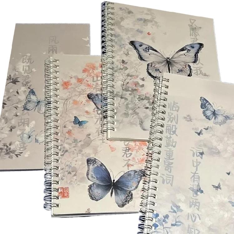 4Pieces Twin Coil Binding Notebook College Ruled Note Book for Writing 100 Page Wide Lined Journal Notepads 14x20cm