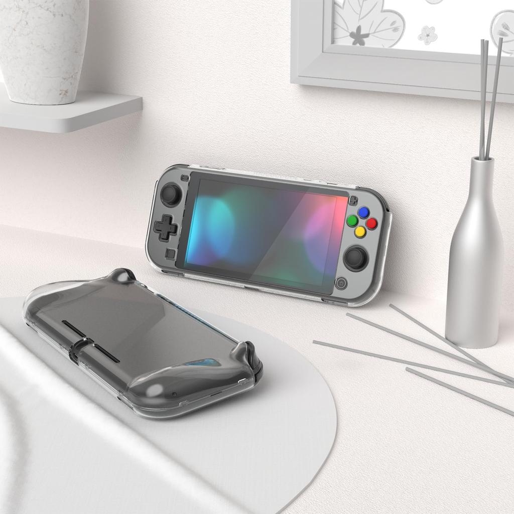 PlayVital Nintendo Switch Lite Klarer Schutz-Hartgriff Stoßfest und Enthält Gehärtetes Glas Daumen- und Tastenkappen Hülle, Abdeckung, Kratzfest,
