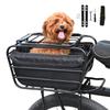 Bike Pet Carrier Cargo Basket Bicycle Pet Basket with Lockable Cover Mountain Bike Rear Seat Rack Bike Rear Organizer Basket
