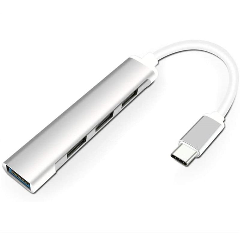 

USB C HUB 3,0 Type C 4-портовый мульти-сплиттер-адаптер OTG для Lenovo Xiaomi Macbook Pro 13 15 Air Pro PC Компьютерные аксессуары серебряный