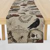 Festive Reindeer Pine Printed Table Runner Heatproof Linen Fabric Tablecloth for Home Decoration