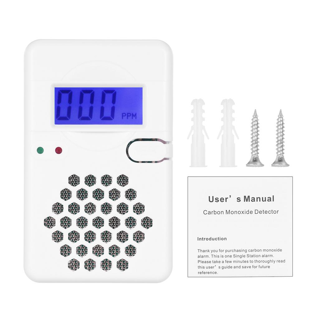 Mini karbonmonoksiddetektoralarm med digital LCD-skjerm og lydalarm CO-detektoralarm