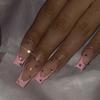 24PCS Fake Nails French Pink Tips Artificial Nail Tips Press On Nails Sweet Long Artificial Nails for DIY Nail Art Decoration