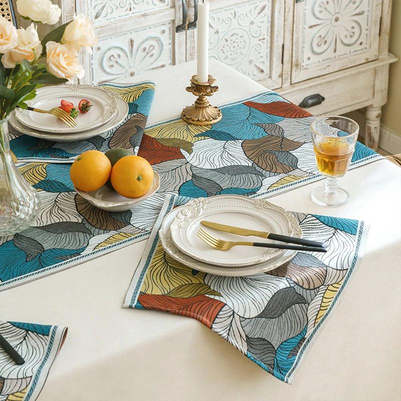 Tischläufer mit Blattmuster, moderne Dekoration für Zuhause, Hochzeit, Tischläufer, Küchendekor, TV-Schrank, Tischdecken, Tischsets, Bettfahne