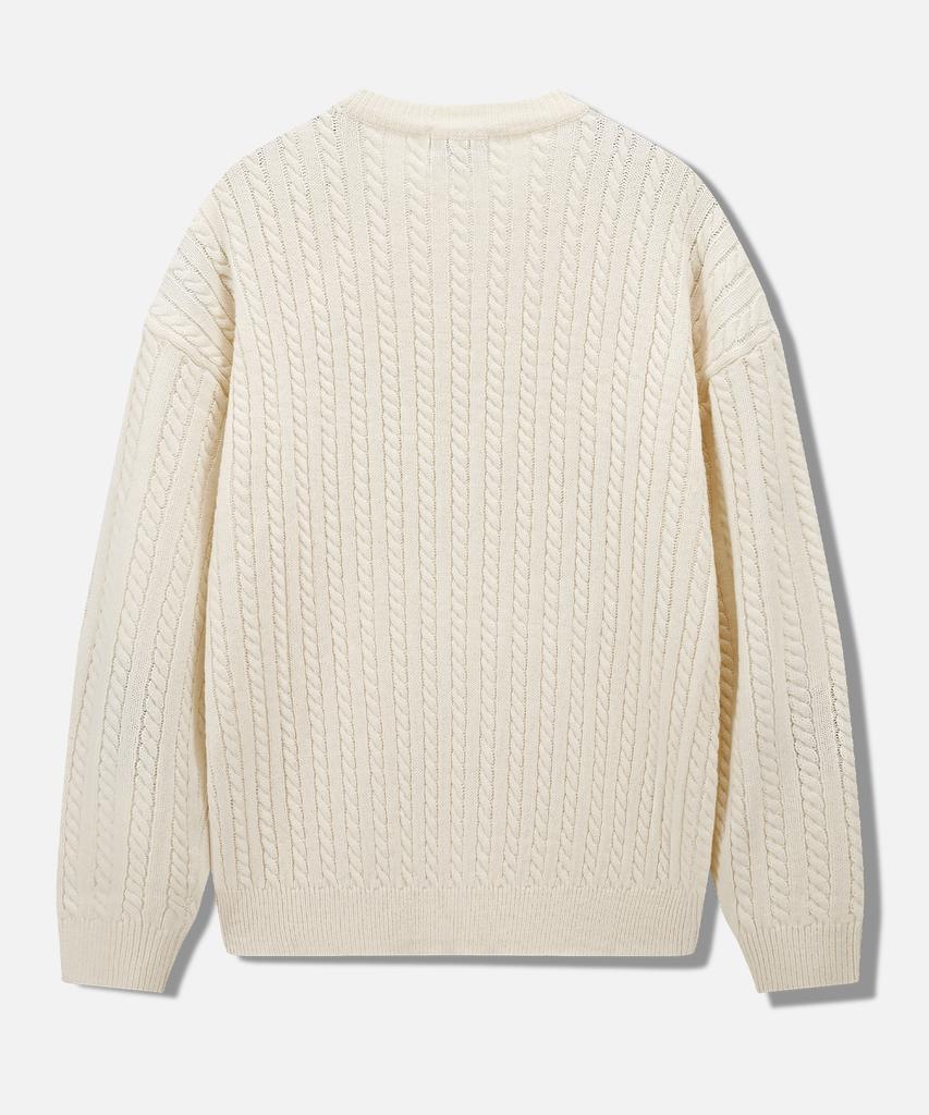 AGOD Crew Neck Oversized Cable Sweater Knit [Ivory]