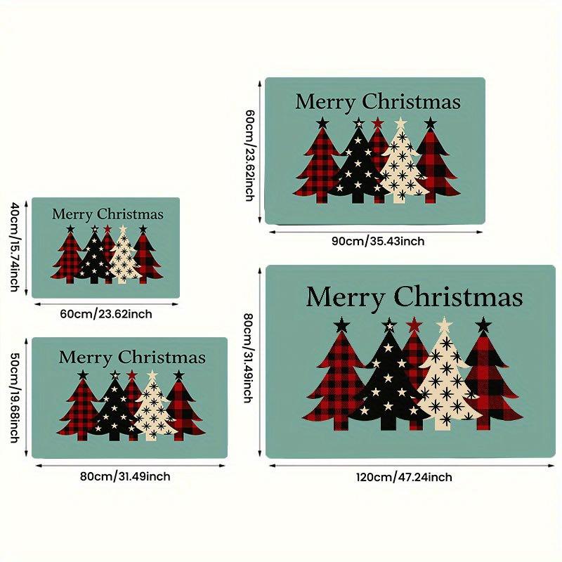 1Pcs Anti Fatigue Kitchen Rugs Christmas Plaid Trees Print Waterproof Non-Slip Thick Cushioned Kitchen Mat Heavy Duty Comfort Standing Mat for Kitchen