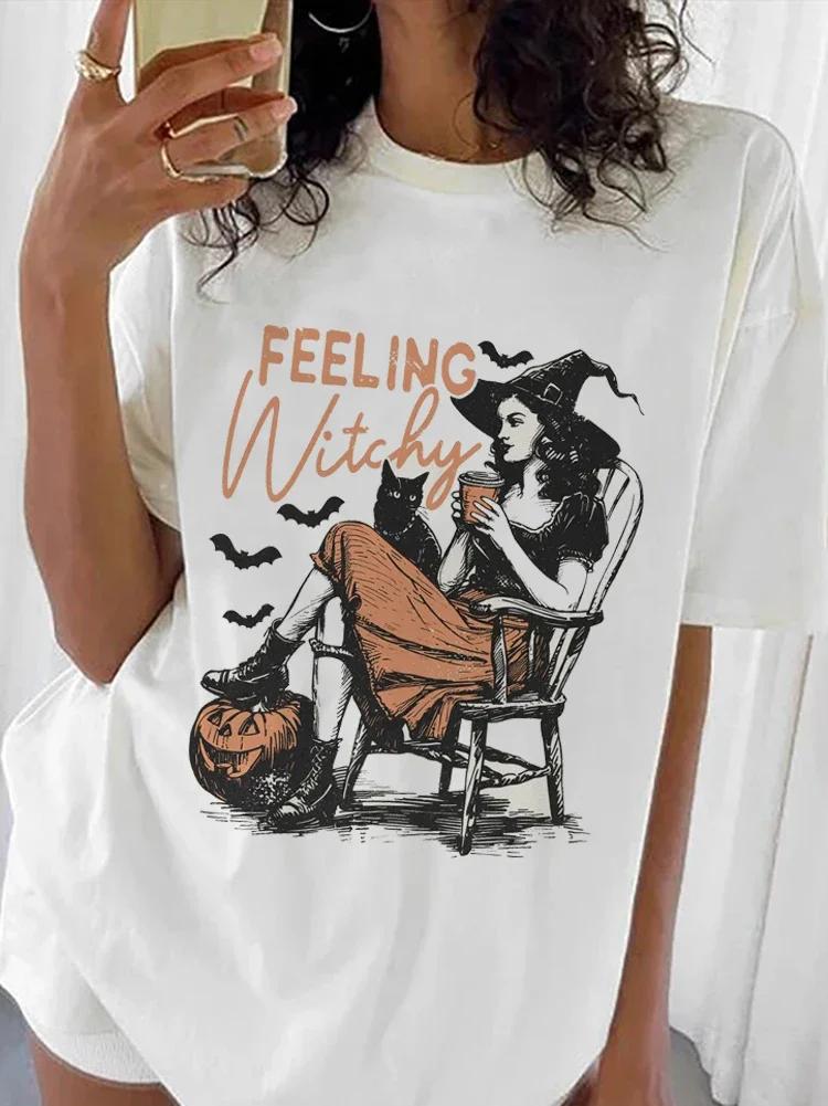 

Retro Halloween Casual Versatile Short Sleeved ONeck Printed Summer Fashion Trend Retro TShirt Womens Loose Top TShirt S