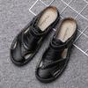 Fashion New Men's Leather Sandals Summer Cowhide Convertible Toe Post Sports Casual Slide Sandals Handmade Breathable Fashion Footwear