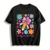 Süßes Blumen-Bleistift-Herz-Thema Aufdruck Lehrer Lässiges Oberteil Reines Baumwoll-T-Shirt
