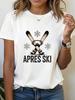 T-shirt Unisex Manica Corta Stampa Lettere Apres Ski Girocollo Vibe Vacanza Casual Top Quotidiano Per Estate Primavera