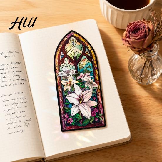 Gift for Book Lovers Stained Glass Flower Bookmark, Floral Acrylic Suncatcher Lightweight Bookmark Plant Page Marker, Gifts Bookish, Women Dreamy