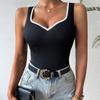 New Black & White V-Neck Fashion Camisole: Casual, All-Season Style