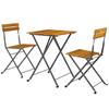 3-Piece Seating Group Dining Set for 2 People, Folding Dining Table with 2 Folding Chairs for Patio Balcony Teak