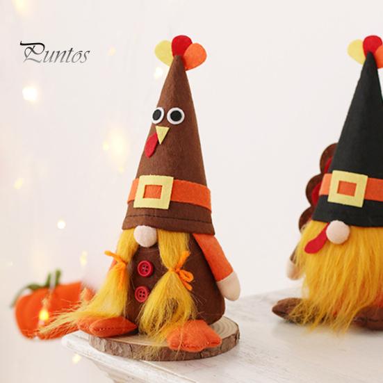 Thanksgiving Turkey Gnome Decor Halloween Plush Decorations, Handmade Scandinavian Tomte for Autumn Tiered Tray Decoration Fall Table Decor,