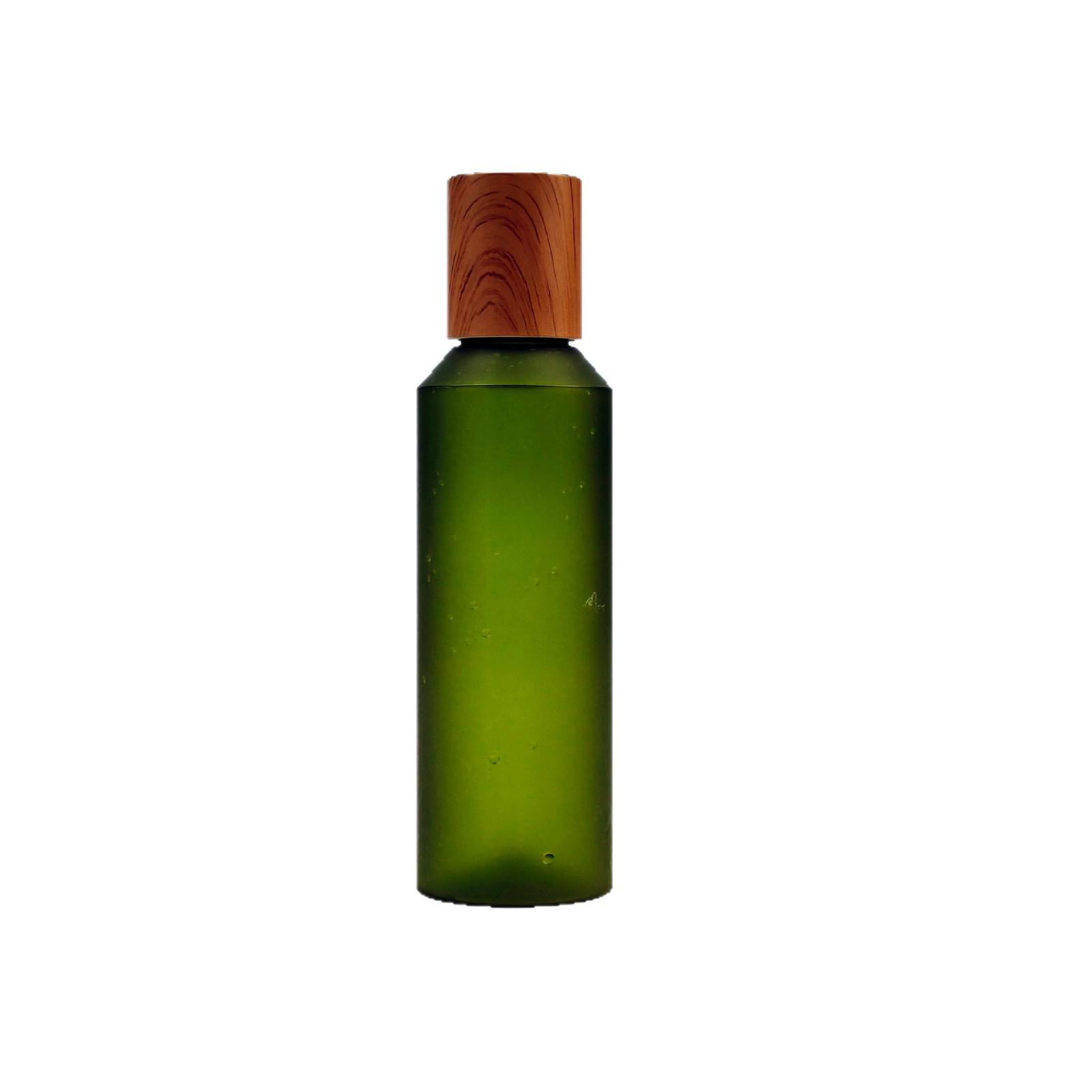Frosted 120ml Slanted Shoulder Toner Bottle with Wood Grain Lid & 50g Skincare Cream Refill Jar 120ml Toner Bottle; Clear; PET