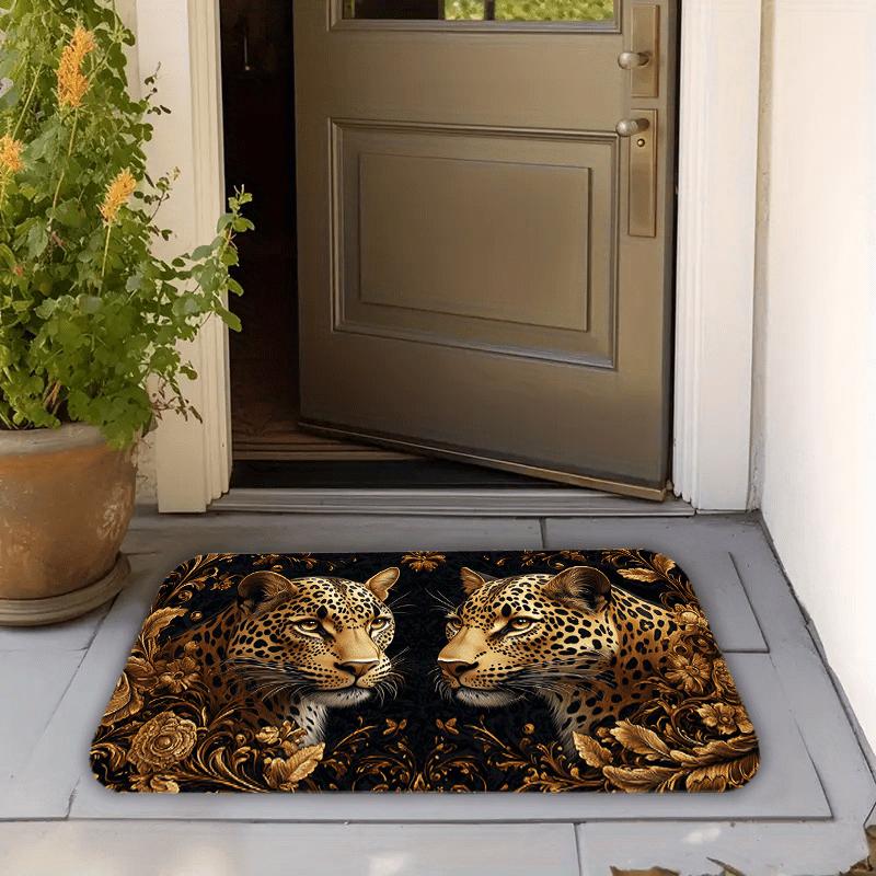1Pcs Leopards Pattern Floor Mat Modern Kitchen Polyester Rug Non-Slip Colorful Indoor Carpet, For Home Bathroom Bedroom Living Room Decor