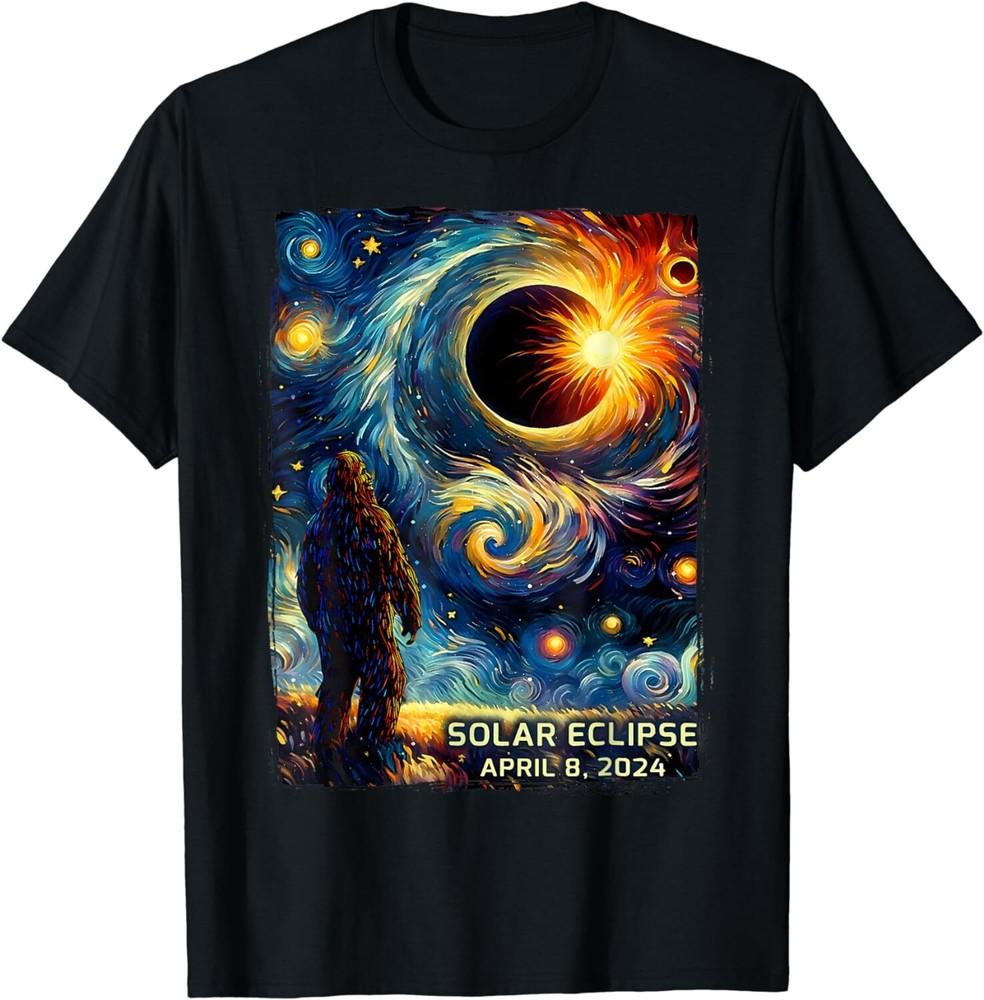 Bigfoot Total Solar Eclipse America Sasquatch Starry Night Unisex T-Shirt Unisex T-Shirt M