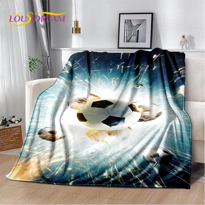3D Football Art Cartoon Soft Plush Blanket,Flannel Blanket Throw Blanket for Living Room Bedroom Bed Sofa Picnic Cover Bettdecke