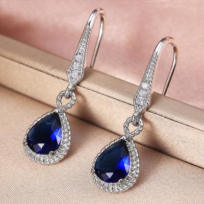Boucles d'oreilles en Zircon cubique bleu AAA pour femmes, bijoux de mariage, accessoires nobles, bijoux classiques de fête de haute qualité, nouvelle collection