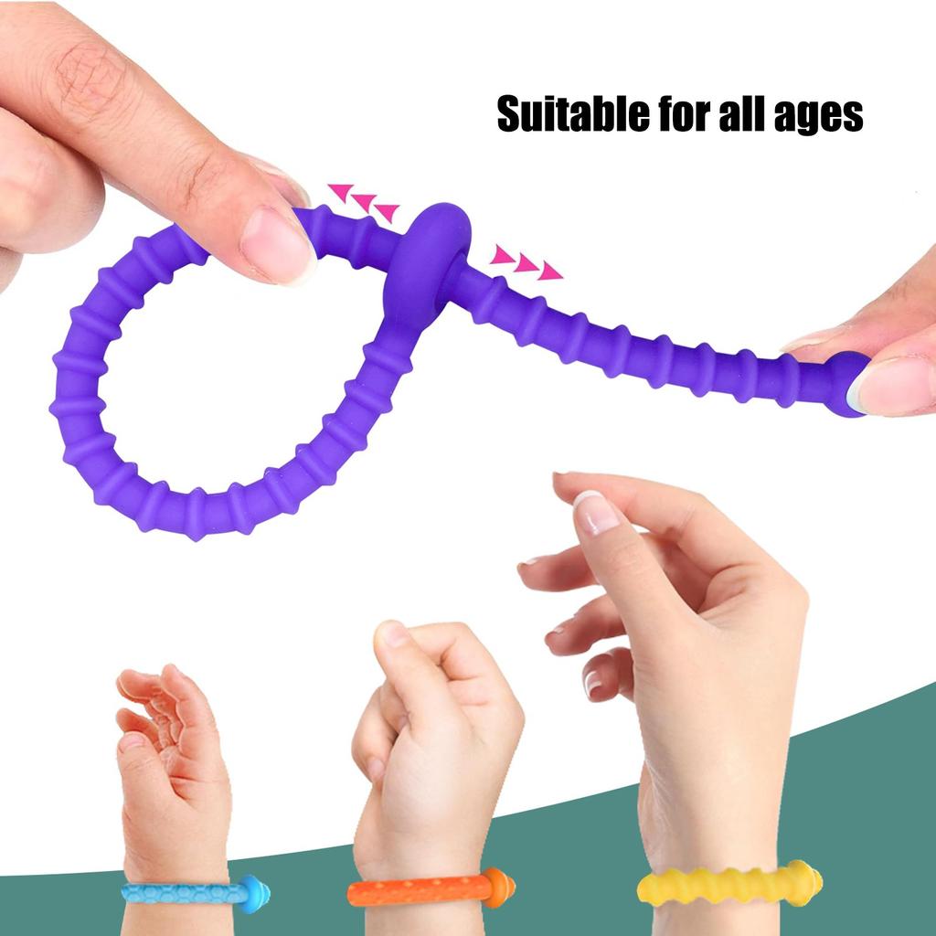 Adjustable Silicone Sensory Fidget Bracelet for Adults and Children Elastic Stress Relief Hand Band Stretchable Durable Material