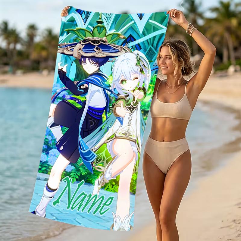 Customizable Personalized Beach Towels Genshin Impact Themed designs.Suitable for the Beach, Yoga, Sports;ideal As Beach Accessories