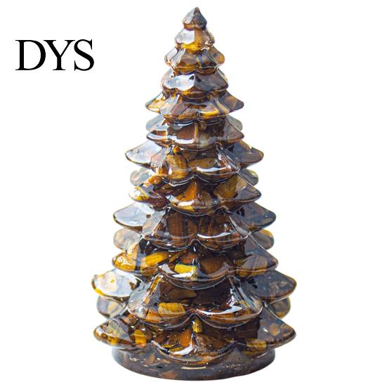 Xmas Tabletop Figurine Resin Christmas Tree Figurine, Crystal Desktop Ornament, Creative Gift Miniature Holiday Decoration for Home Office,