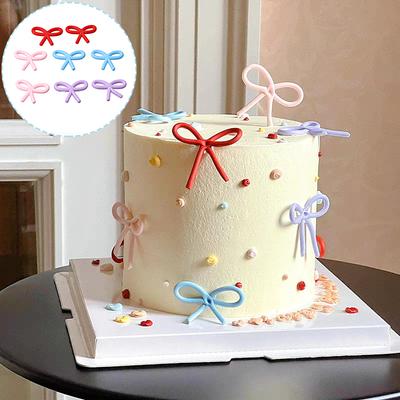 8pcs Soft Strips Colorful Party Plugin Ornament Dopamine Plastic Ornament Party Supplies Cake Topper Decorations Ins 4.5x3.5cm