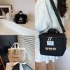 Embroidered Teddy Bear Double Zipper Messenger Bag Simple Square Shoulder Bags