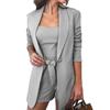 3pcs/Set Office Lady Outfits Long Sleeve Blazer Set Women Solid Color Blazer Coat Shorts Vest Set Woman Sexy Suit Summer Clothes