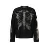 Tricou cu mânecă lungă pentru bărbați, stil retro american, cu imprimeu schelet, croială largă, streetwear casual