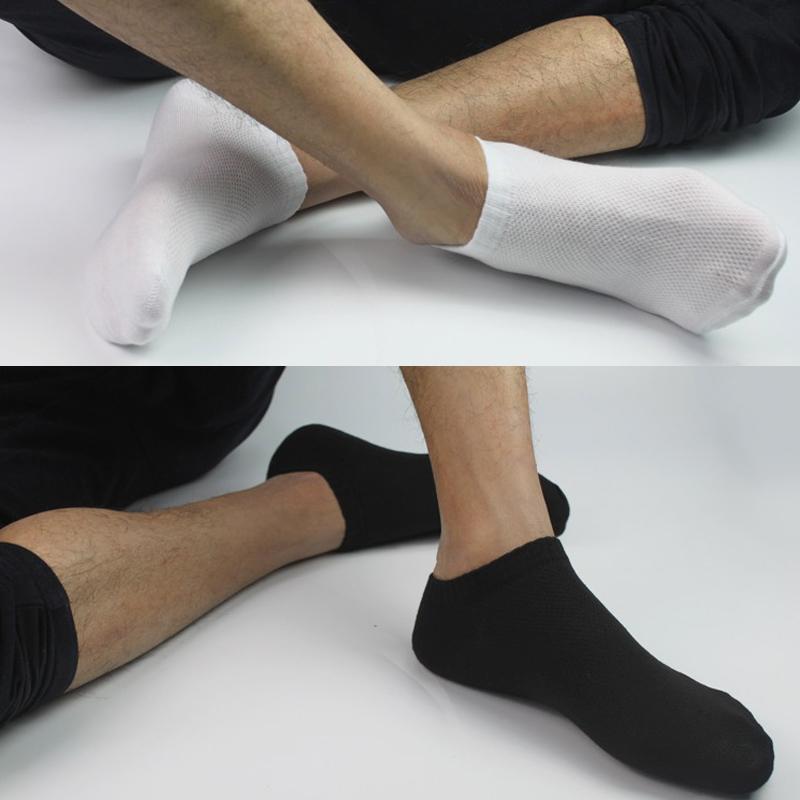 6 Pairs Breathable Men's Socks Short Ankle Elastic Solid Color Mesh High Quality Cotton Business Unisex Sokken Plus Size EU38-47