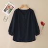 ZANZEA Women Casual V-Neck Solid Color 3/4 Sleeve Loose Blouse