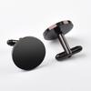 Polished Stainless Steel & Titanium Round Cufflinks with Tie Clip – Fashionable Business Accessory for Men