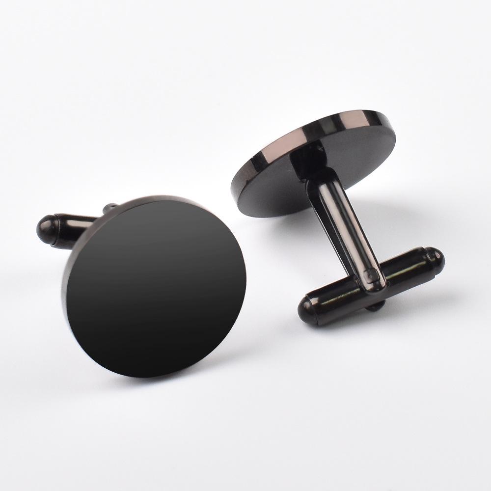 

Polished Stainless Steel & Titanium Round Cufflinks with Tie Clip – Fashionable Business Accessory for Men Stainless Steel