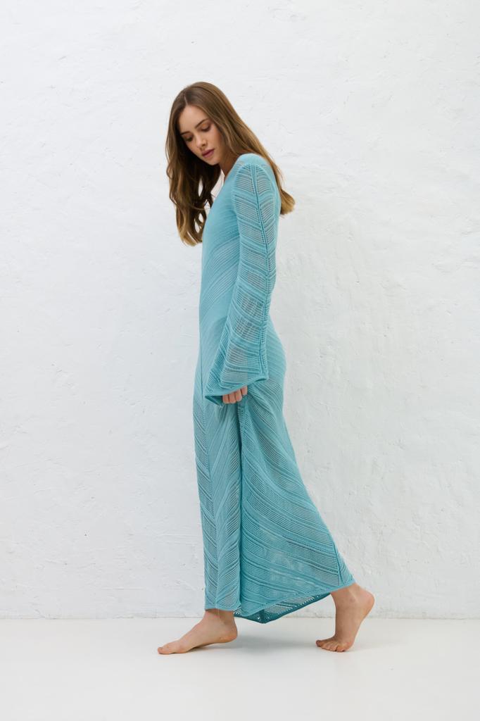 Cotton Mirage long openwork dress blue 36/38 / Regular