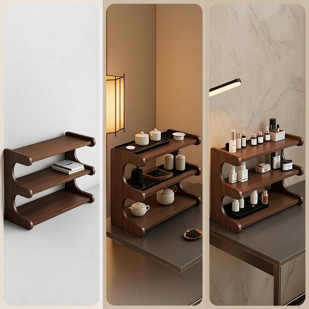 3multi-Level Rack with Curved Supports Sturdy Shelf Stable for Dorm