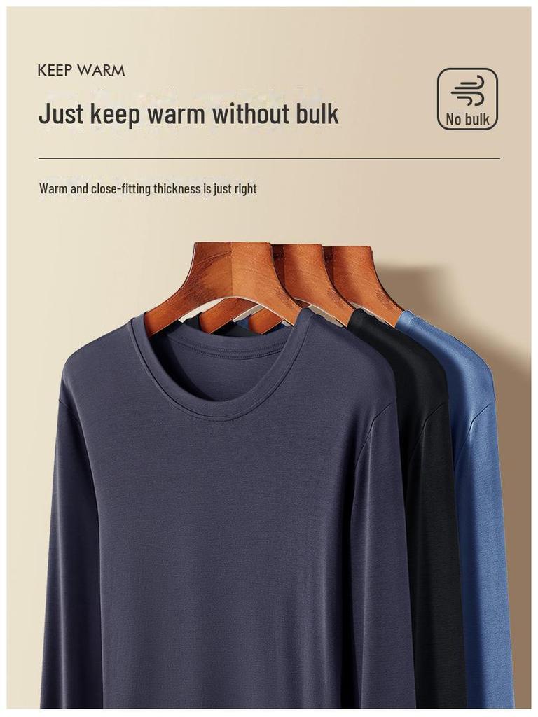 Men's Slim Fit Modal Thermal Suit – Lightweight Round-Neck Long Sleeve Top and Pants for Autumn/Winter