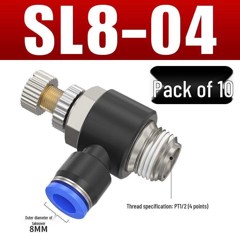 Adjustable Pneumatic Throttle and Speed Control Valve with Quick Connector for Air Tubes SL4 6 8-M5-01-02