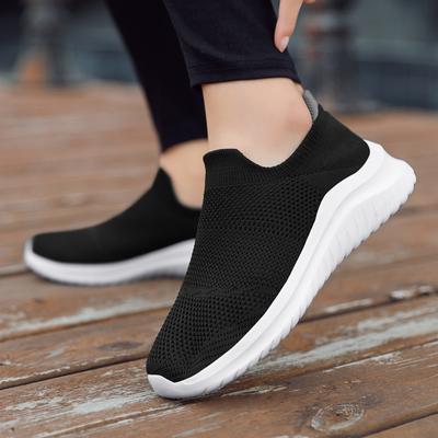 Slip-on Walking Flats Unisex Breathable Knitted Casual Sneakers Lightweight Soft Sole Loafers for Jogging Travel Size 35-45