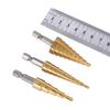 3pcs HSS Titanium Coated Step Drill Bit 4-12 4-20 4-32 Ing Power Tools, Metal High Speed Steel Wood Hole Cutter Cone.