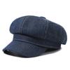 Denim Beret Big Head Painter Hat Fall and Winterretro Octagonal Hat Easiest for Match Show Face Small Sun Hat Women