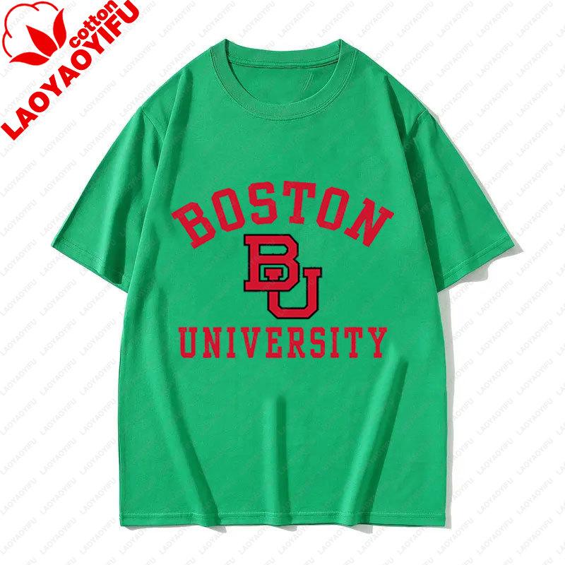Boston University BU Graphic Unisexs TShirts New Pattern Hot Sale Vintage Clothing Cotton Summer Oversized Camiseta Sports Top