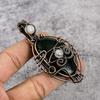 Green Flash Labradorite & Rainbow Moonstone 999 Copper Wire Wrapped Pendant, Handmade Gemstone Pendant , Gift For Mom Antique Jewelry