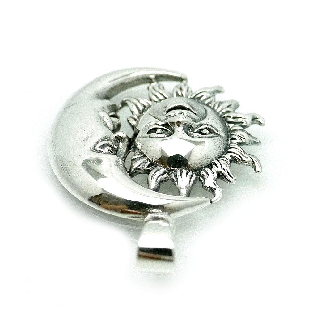 925 Silver Mayan Civilization Sun and Moon Pendant Top Mm [Silver One] Men's